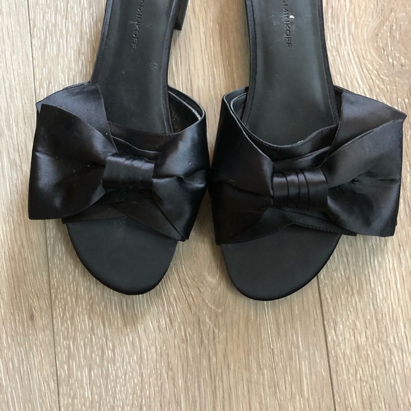 Rebecca Minkoff Bow Slip On Black Calista Sandals - Picture 6 of 6